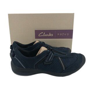 Clarks Blue Breathable Cotton Blend Slippers | Women's Size 6
